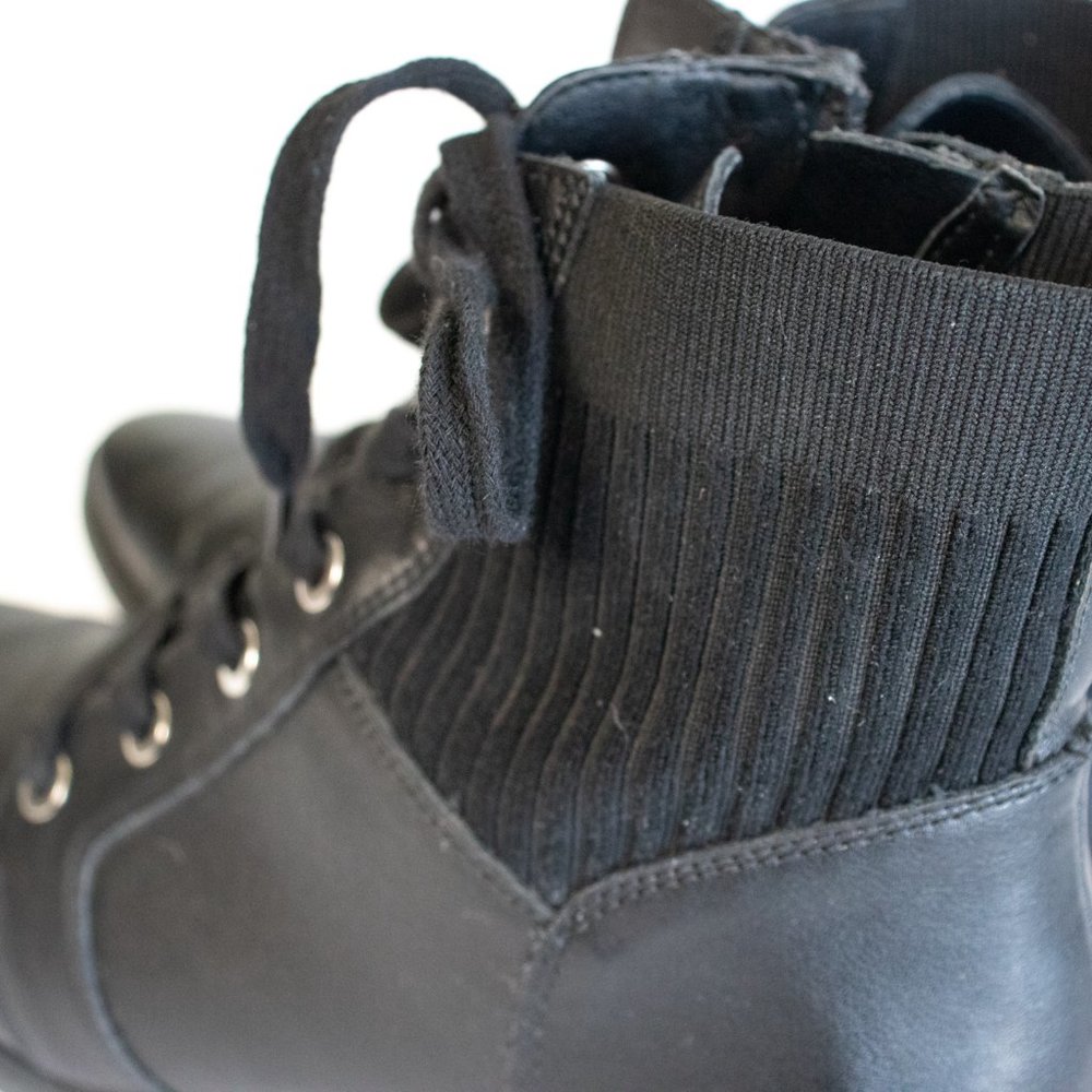Dolce Vita Black Heeled Lace-Up Combat Boots - Picture 4 of 10